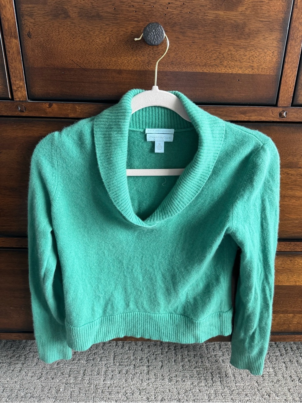 Charter Club Teal Green Shawl-Collar Sweater